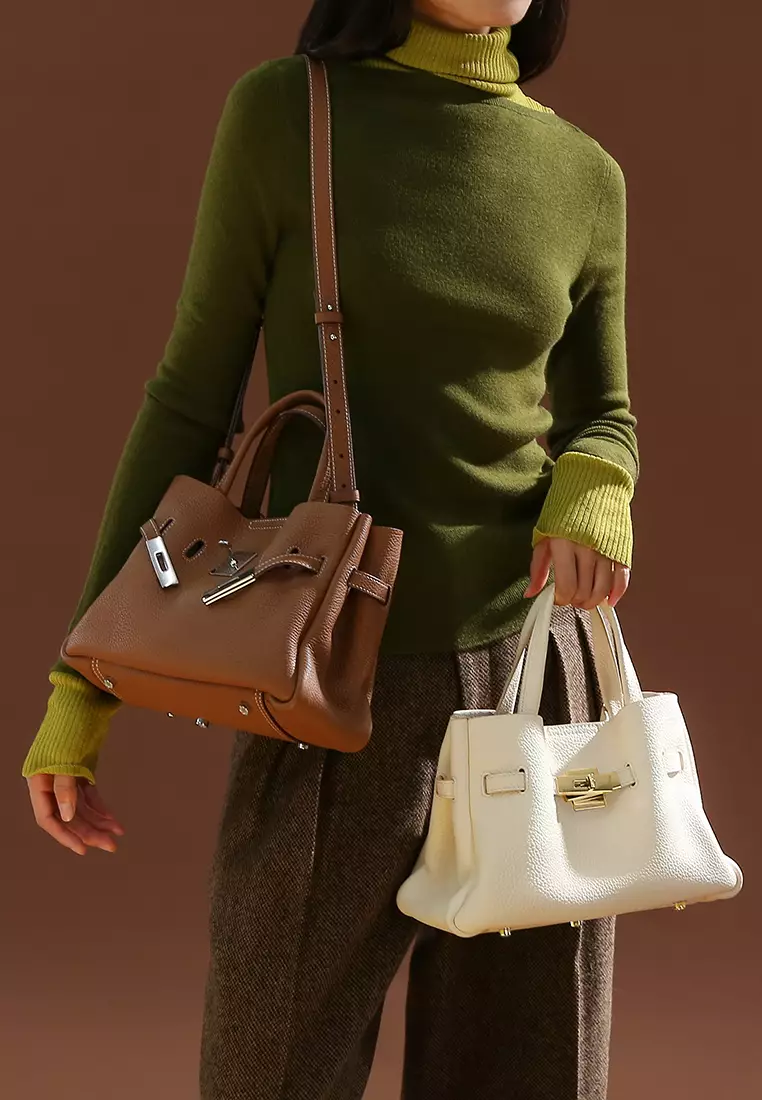 SAOIRSE Belt Soft Structural Shoulder Tote Mini - Cream Beige