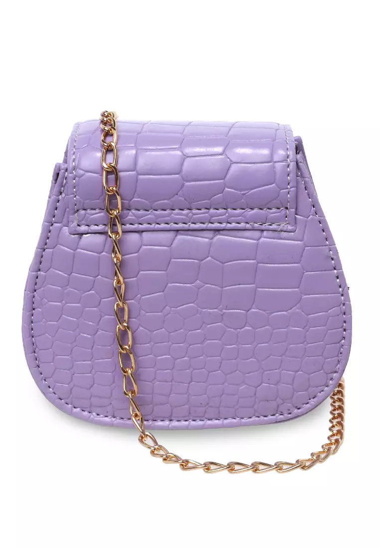 Ignazia Tas Wanita Motif Croco Design Simple Premium Quality - Purple