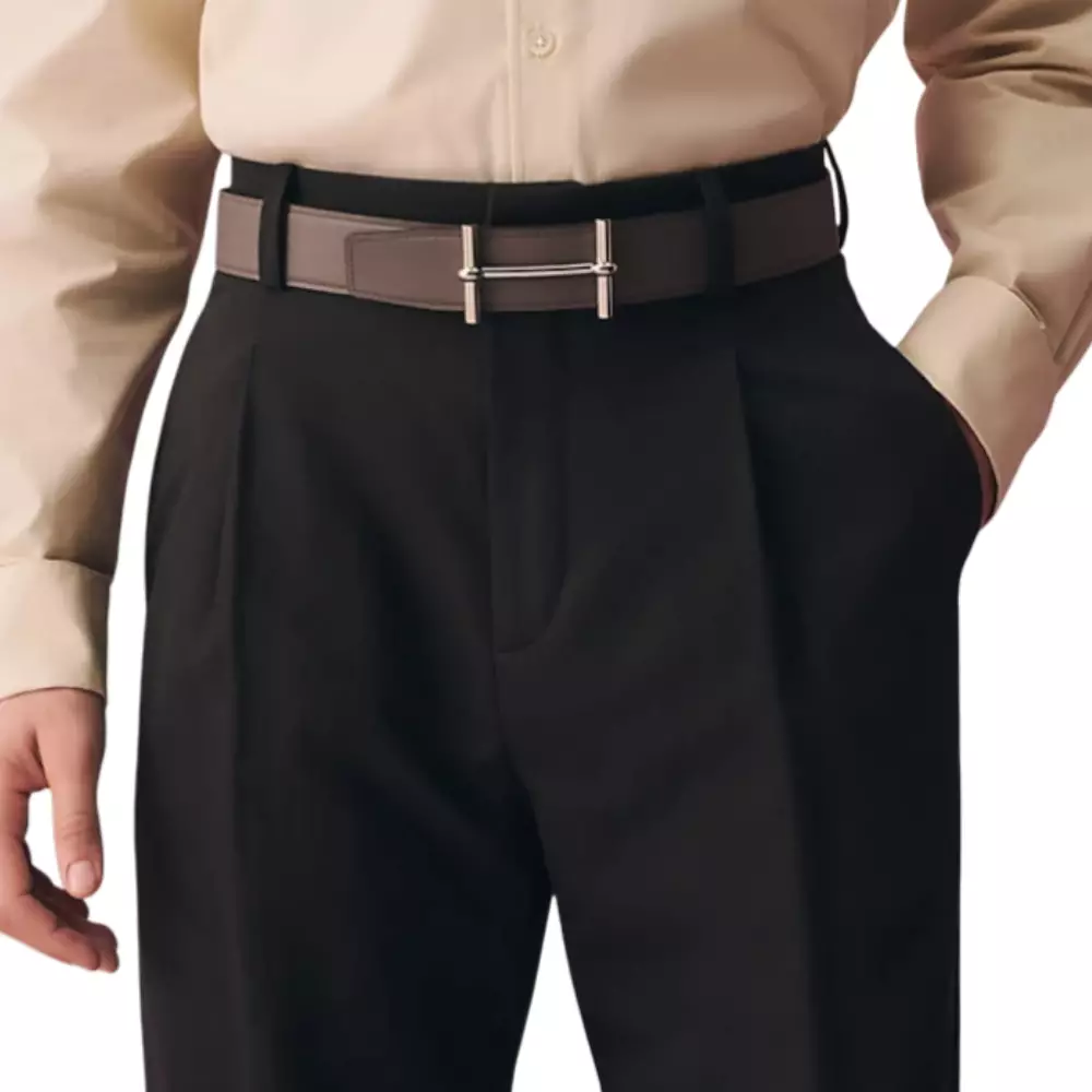 H D'Ancre Buckle & Reversible Belt 38mm Togo Noir/Etain Shw