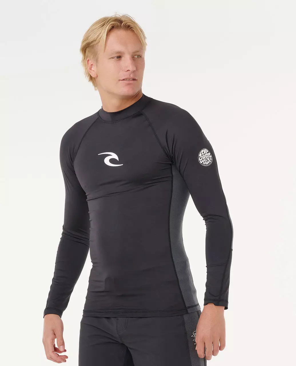 Rip Curl Men Waves Upf50 Performance Long Sleeve Rash Vest - Black
