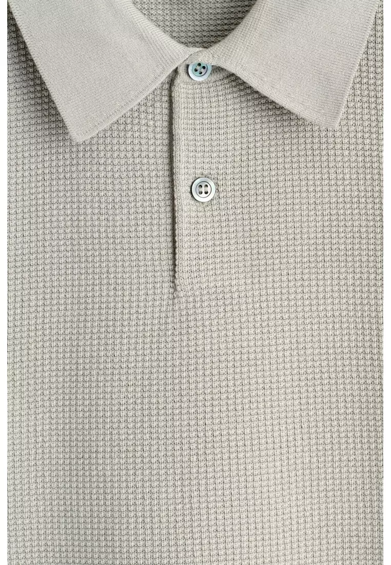 WAFFLE-KNIT COTTON POLO SHIRT