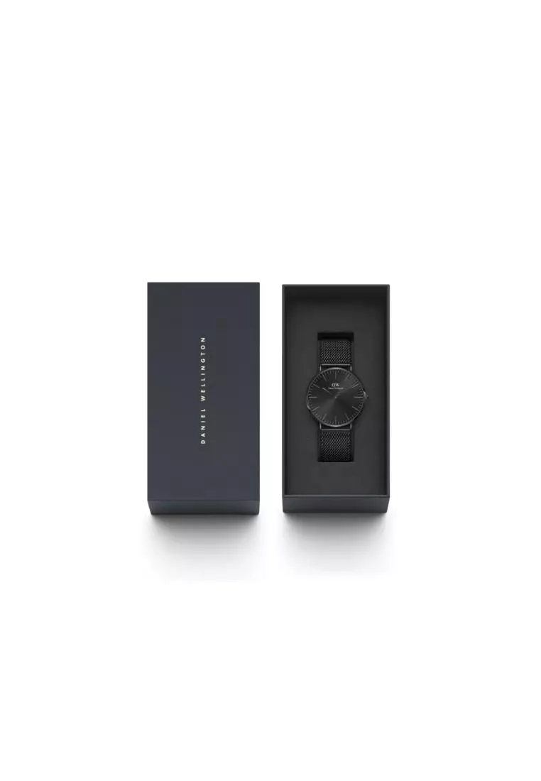 Classic 40mm Ashfield BLack Onyx Dial Watch for men - Stainless Steel watch strap - DW official - Men's watch - Male watch - Black dial - Authentic - jam tangan lelaki