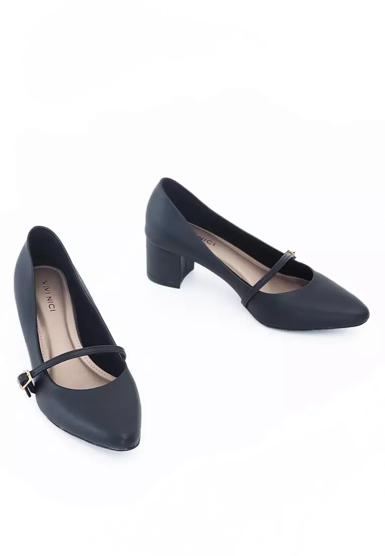 VIVI NICI - Bianca Sepatu Wanita Hak 5 Cm Black Solid