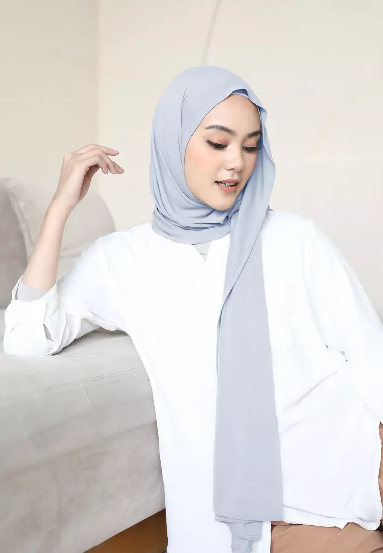 Pashmina Meleyot Basic Tencel Premium - Polar Blue