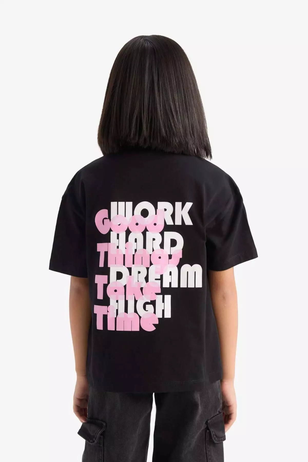 Girls' Relax Fit Crew Neck Srt Printed Short Sleeve T-Shirt E0354A825Sm