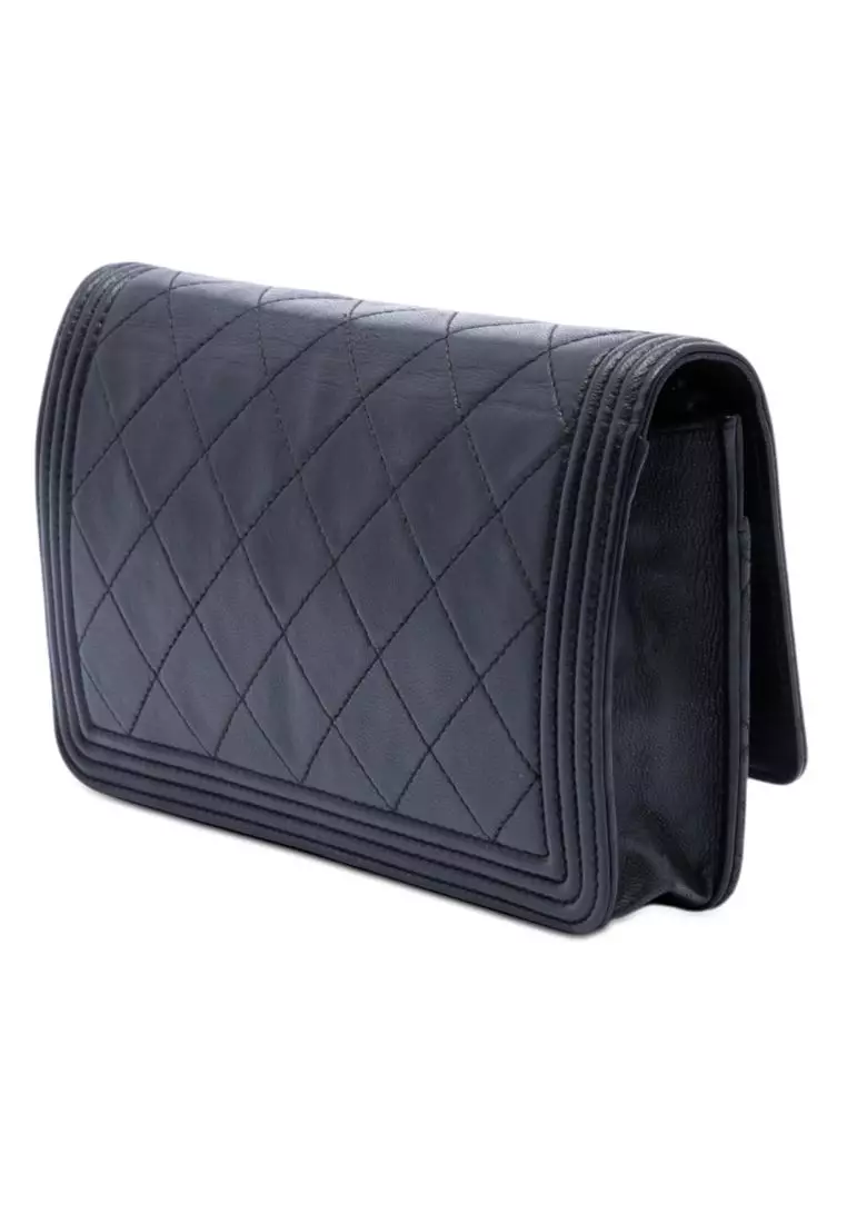 Pre-Loved Chanel Quilted Lambskin Boy Wallet On Chain