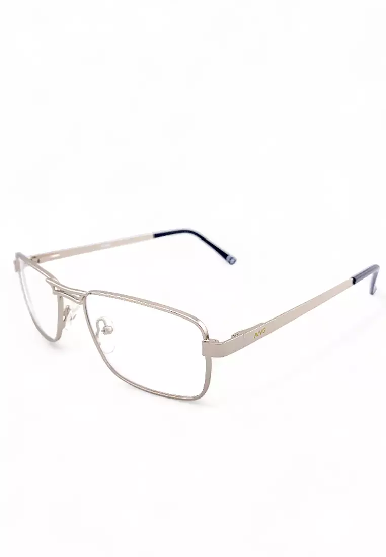 OPH Men's Rectangle Frame Silver Metal Optical Frame with Demo Lens OPHSC1021212