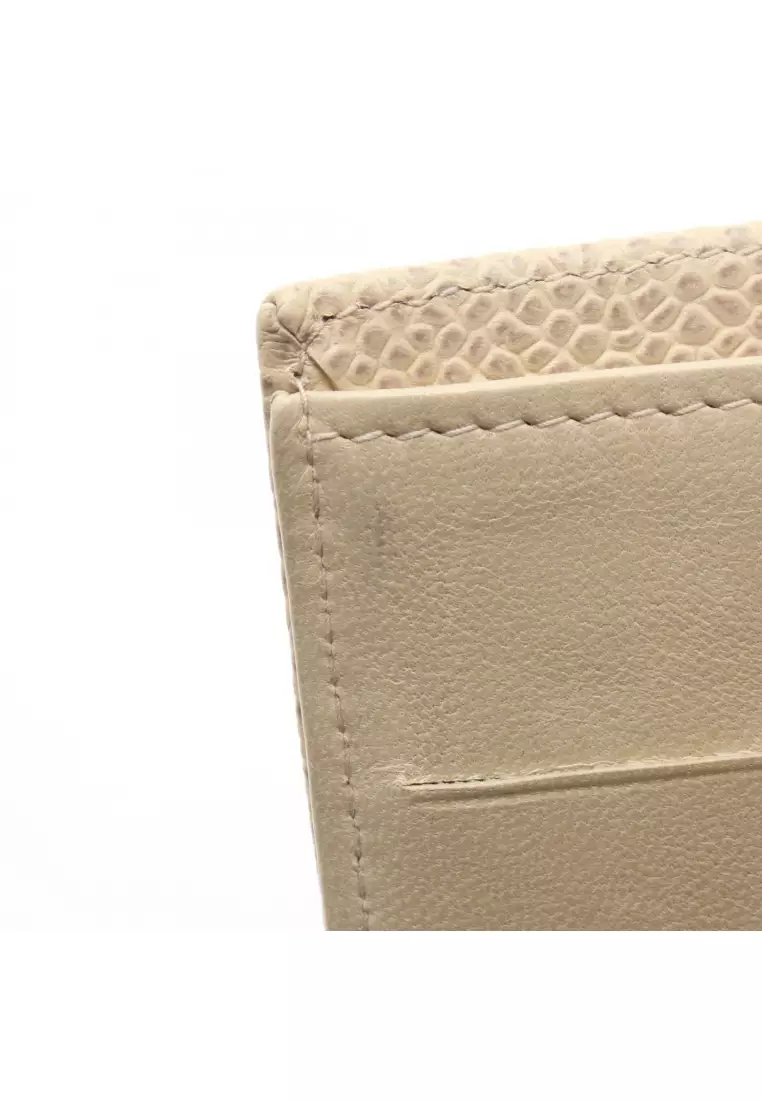 Pre-Loved Chanel coco mark Bi-fold Long Wallet Caviar skin ivory gold hardware