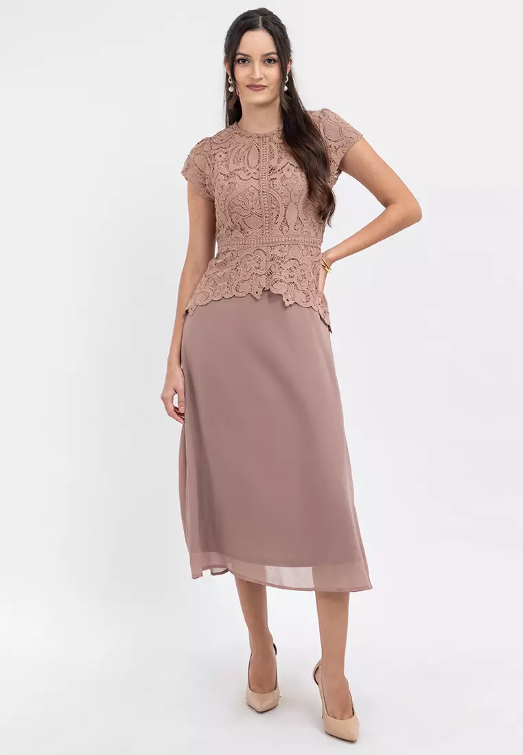DAVINA Lace Top Midi Dress