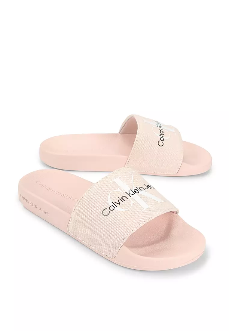 Buy Calvin Klein Recycled Canvas Slide Sandals - Calvin Klein Jeans  Footwear Online | Zalora Malaysia