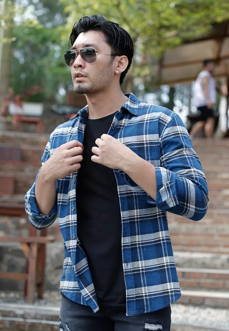 OXCON Extra Comfort Authentic Flannel Shirt Blue Ruby