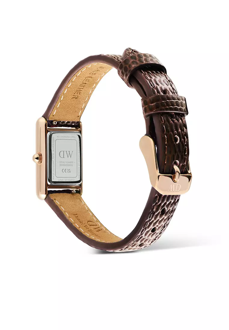 Bound Mini Dark Brown Lizard White Rose Gold - Women Watch Stainless Steel Leather Strap watch DW Official Authentic Original 女士手錶 不銹鋼手錶 DW 官方 真皮手錶 正品
