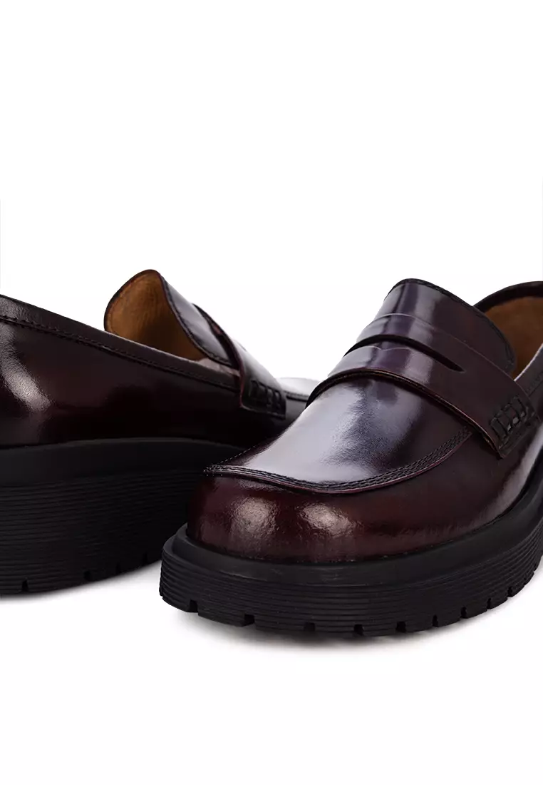 Athena Maroon Penny Loafers