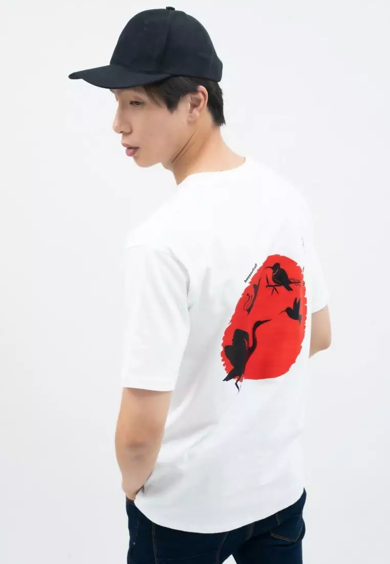 Houseofcuff T-shirt Kaos Putih Motif Burung Japan Tersedia Size S-4XL