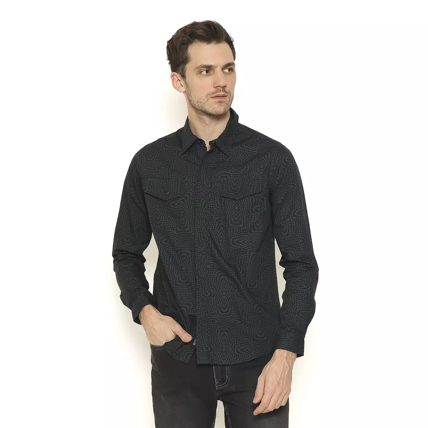 Insight Kemeja Lengan Panjang Pria Hypnotic Men Shirt Long Planet Surf