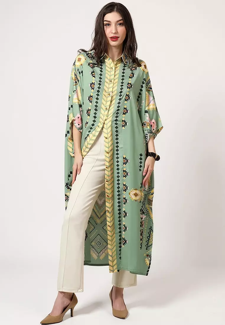 Kanzi Exclusive Short Sleeve Abstrac Kaftan