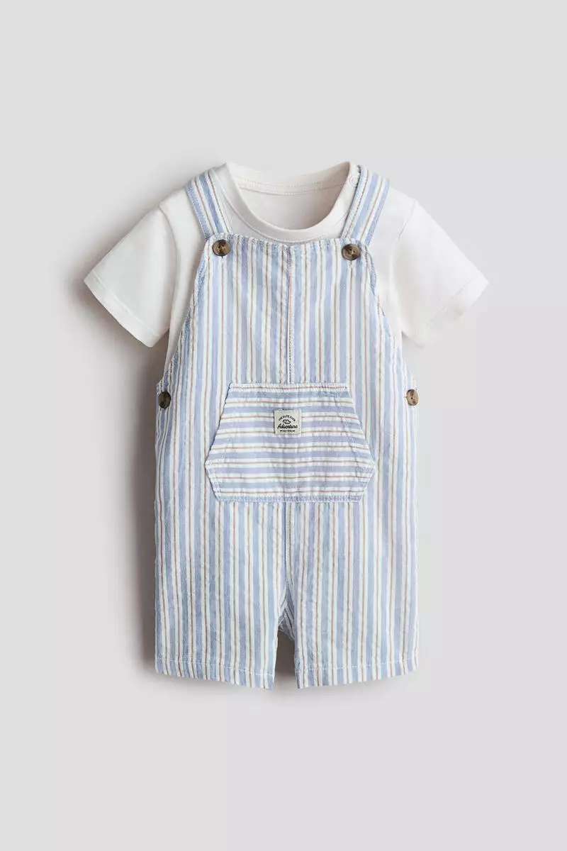 2-piece dungaree shorts and T-shirt set