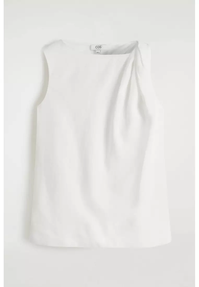 TWISTED-DETAIL LINEN TOP