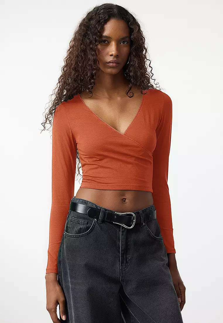 Buy Trendyol Double Breasted Crop Top Online | ZALORA Malaysia