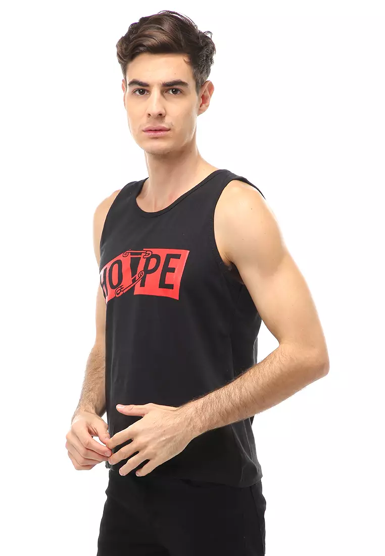 Agies Pakaian Dalam Pria Tank Top Singlet Hope Motive Material Cotton ORIGINAL - Red