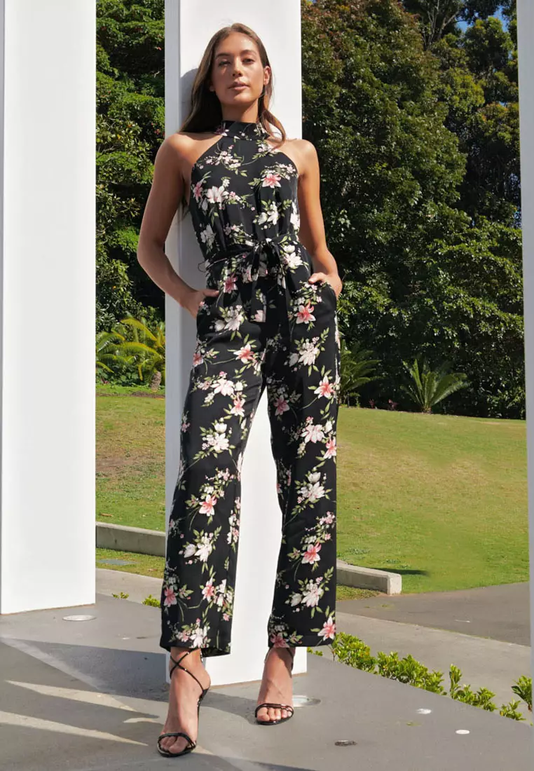 FORCAST Ava Halterneck Floral Jumpsuit