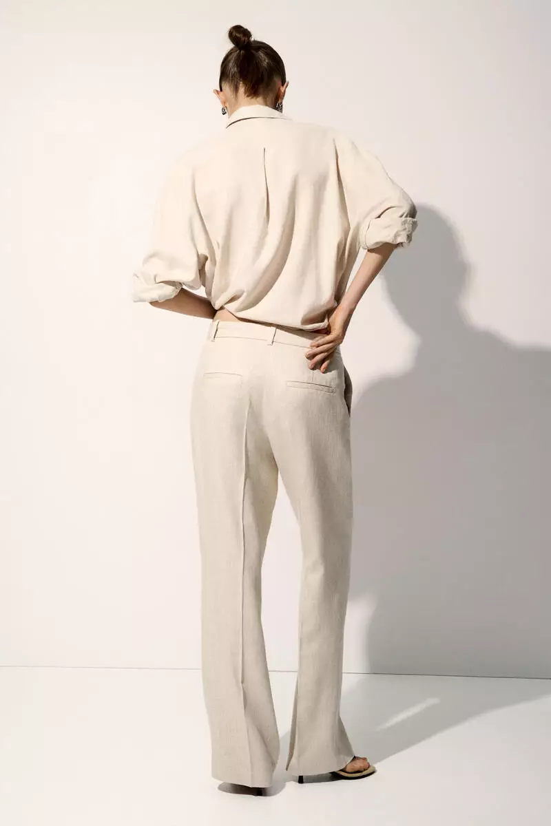 Linen-blend tailored trousers