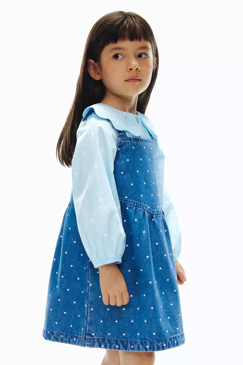 Printed denim dress