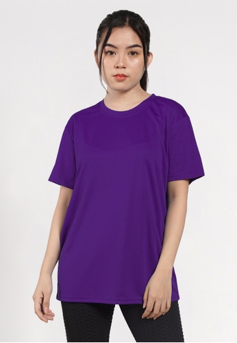 CROWN purple Round Neck Drifit T-Shirt 726FFAA0D10673GS_1