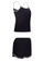 SMROCCO black Mila Spagetti Strap Top Bottom Pyjamas Sleepwear PM8060-B FD49BAAD8E0680GS_2