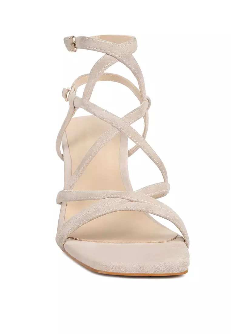 Beige strappy block heels clearance