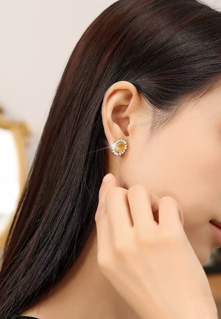 Anting Wanita Korean Fashion Berlian Anting Giwang Perhiasan Original Kotak Indah gold