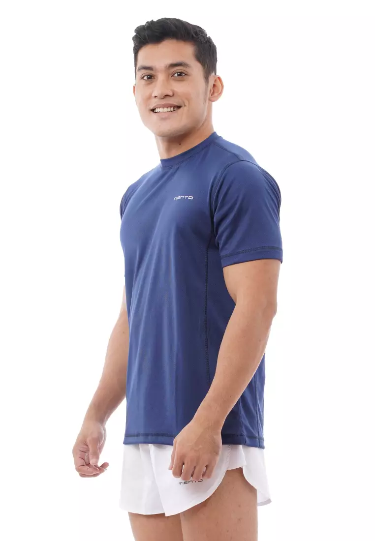 Tiento Kaos Dry Fit Men Navy Baju Olahraga Lari Pria