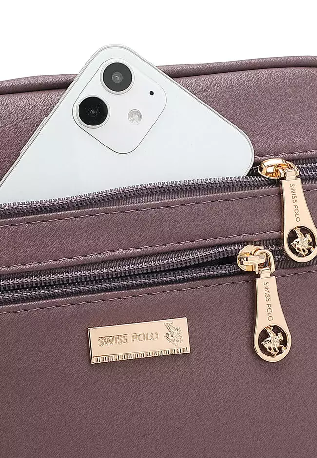 Multi Compartment Crossbody Bag / Sling Bag (Tas Selempang Wanita) - Ungu