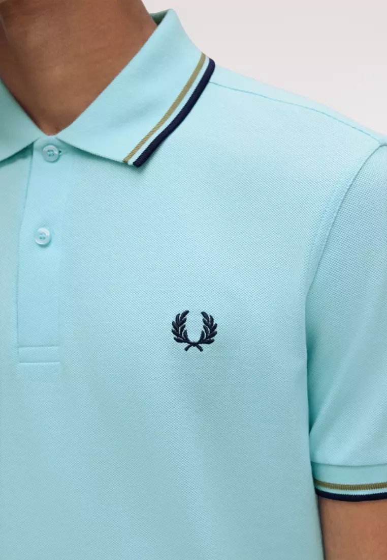 Fred Perry M3600 Twin Tipped Fred Perry Shirt (Mint Blue / Olive Mint / French Navy)