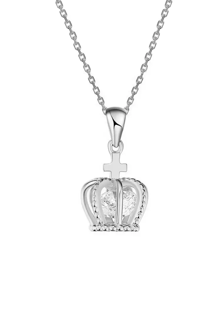 CELOVIS - Imperial Crown Zirconia Pendant Necklace in Silver