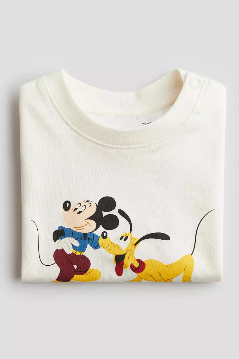Print-motif cotton T-shirt