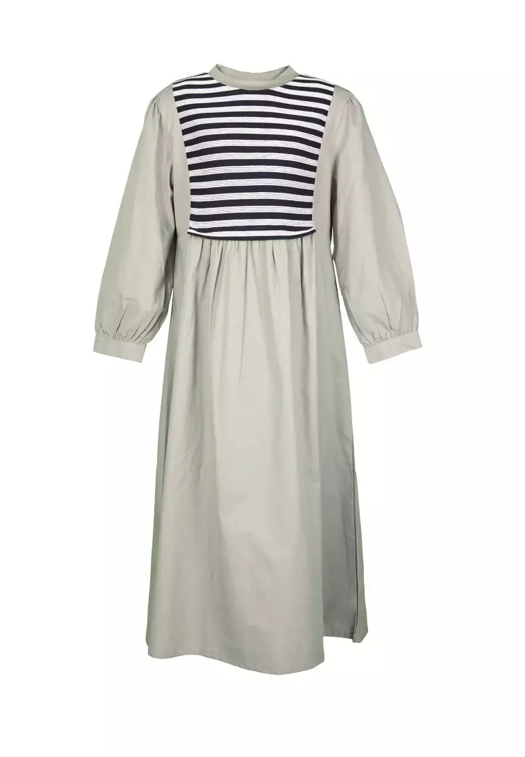 Pito Dito Girl Narathiwat Gamis Anak Hijau Motif Salur - Size 4