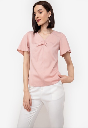ZALORA WORK pink Flare Sleeves Top A02A3AA047278CGS_1