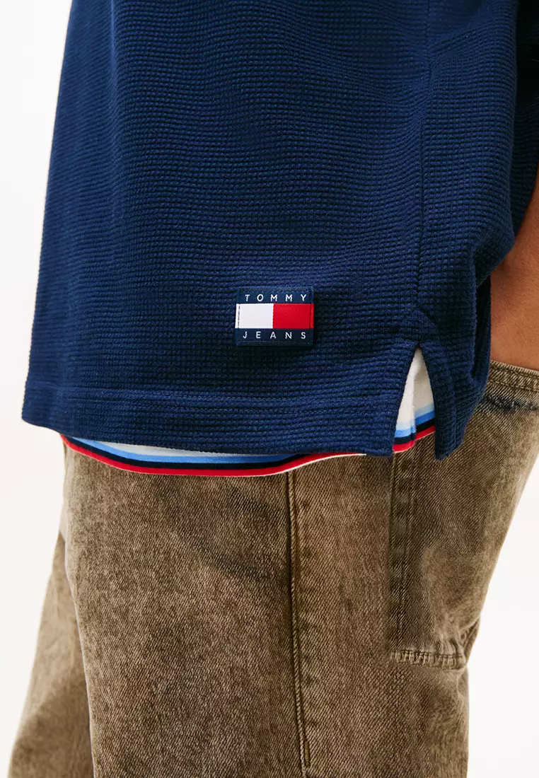 Badge Regular Fit Waffle Knit Polo Shirt - Tommy Jeans