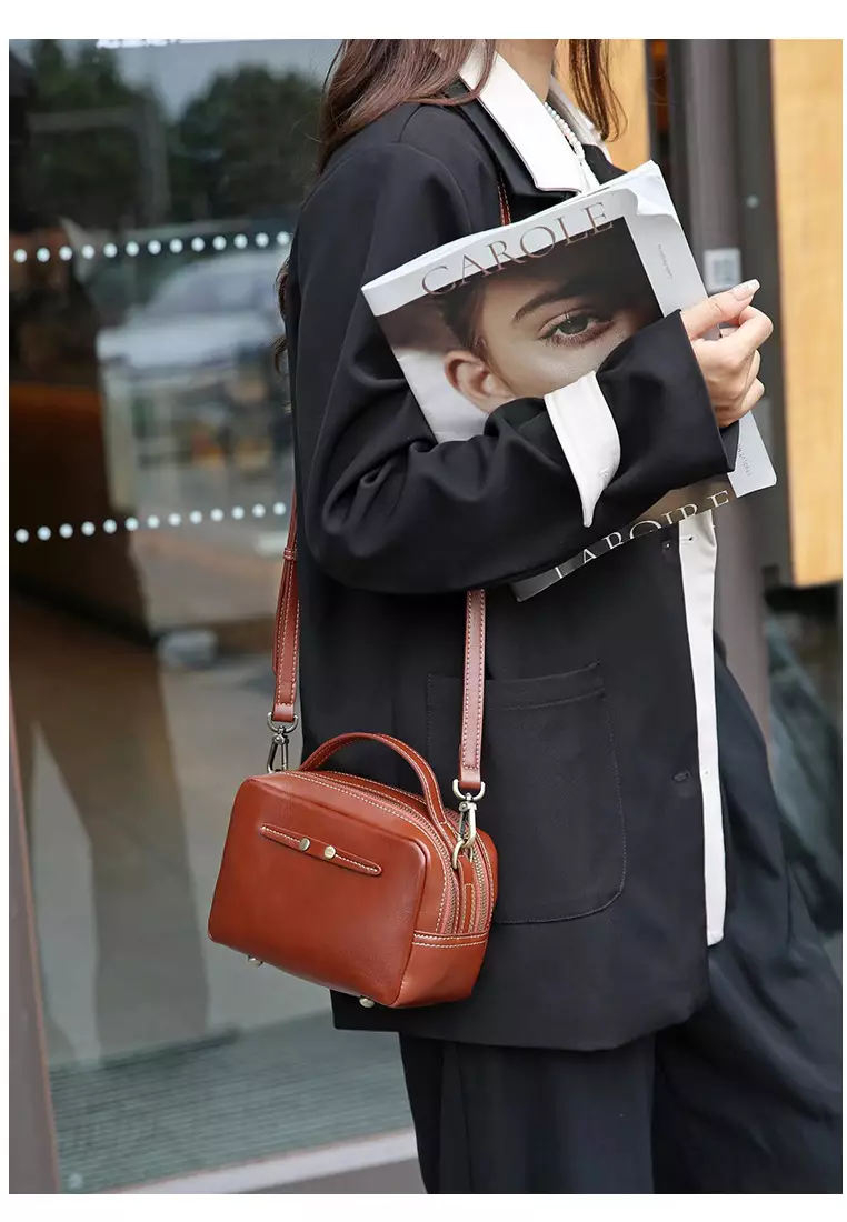 Fashion Top Layer Cowhide Shoulder Crossbody Handbag