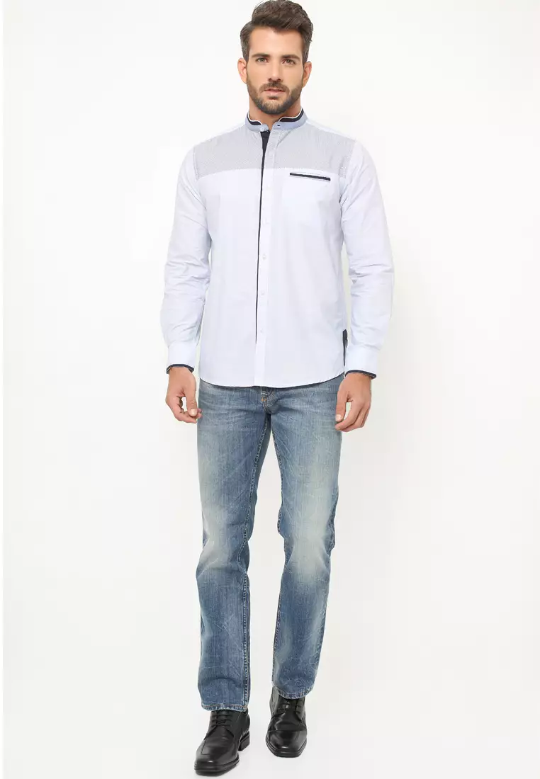 LGS - Baju Koko - Lengan Panjang - Two Tone Colour - Putih - CSH.281.S973K.295.C-L/S