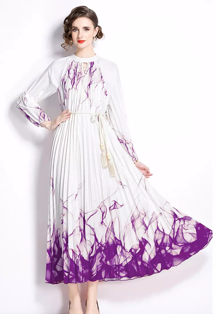 Purple dress white shoes hot sale