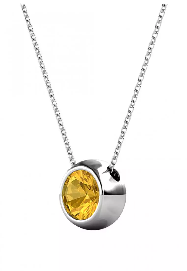 Birth Stone Moon Pendant November Citrine - Kalung Crystal Swarovski by Her Jewellery