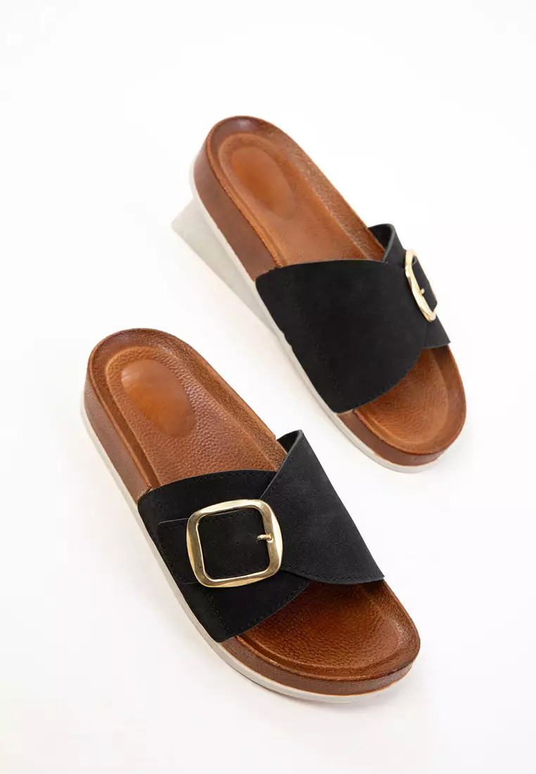 Black Women's Slippers 20734