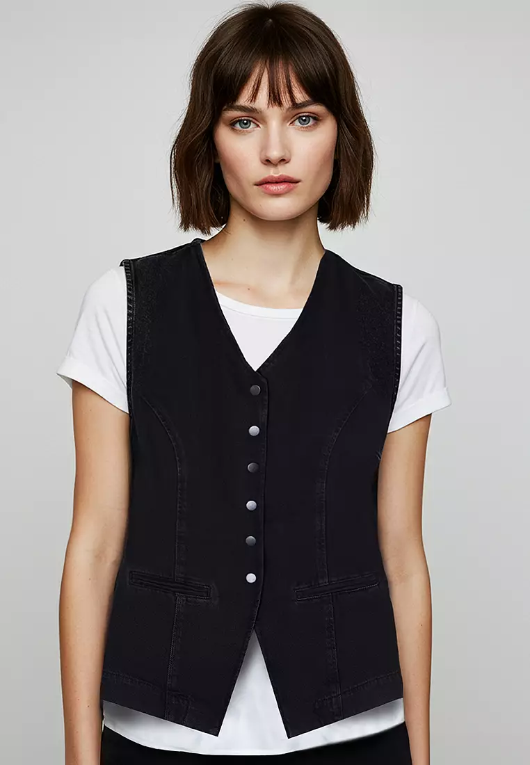 Stitch Detail Denim Vest