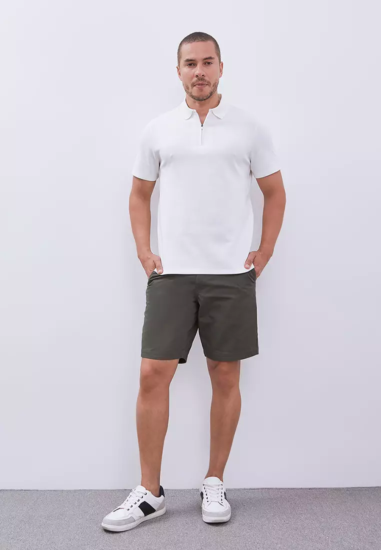 MANZONE - Polo Shirt Lengan Pendek Pria Grim 6 Slim Fit - White Warna White