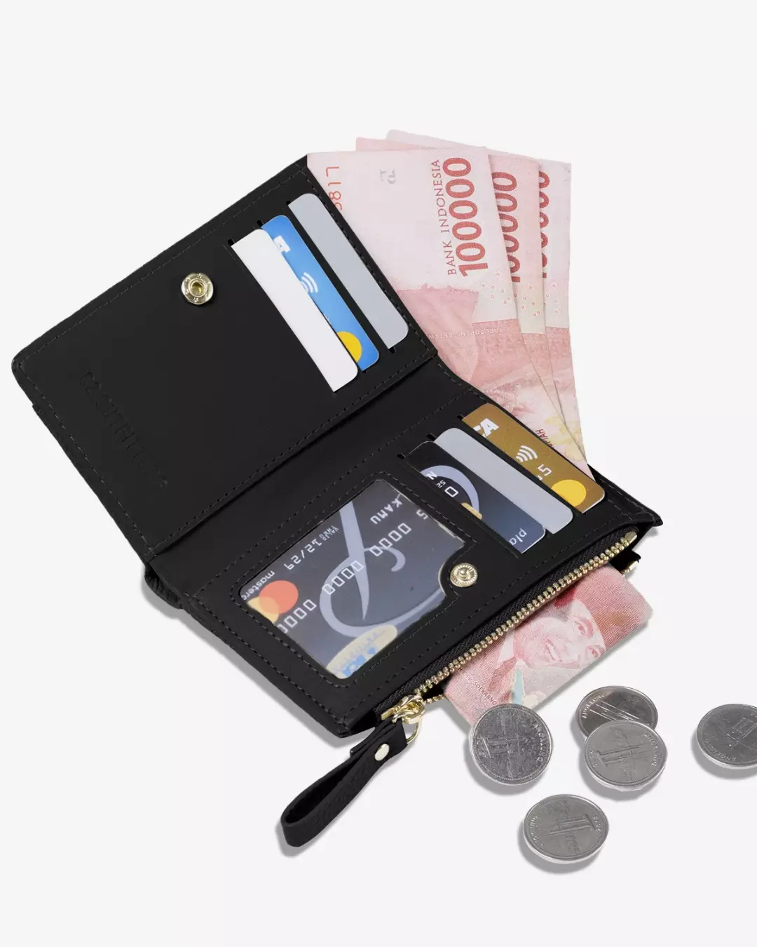 C2 Aqhiel Black Leather Wallet - Dompet Kulit Wanita