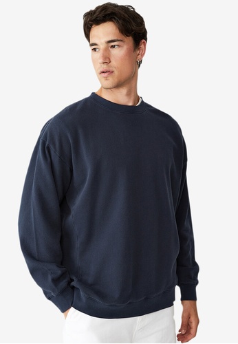 Cotton On blue Oversized Crew Fleece Sweatshirt 8AA2CAA5A9646CGS_1