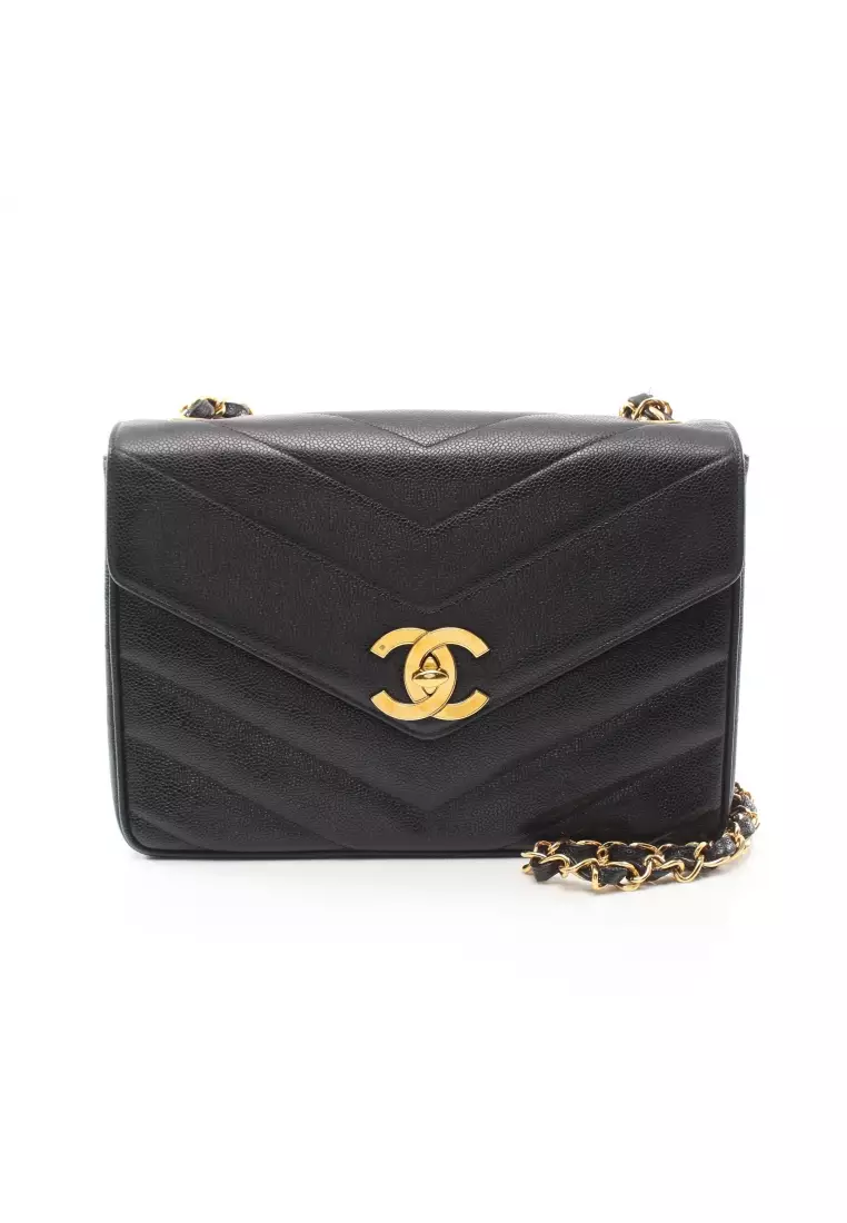 Buy Chanel Pre-loved CHANEL Decamatlassé 30 chain shoulder bag Caviar skin  black gold hardware 2023 Online