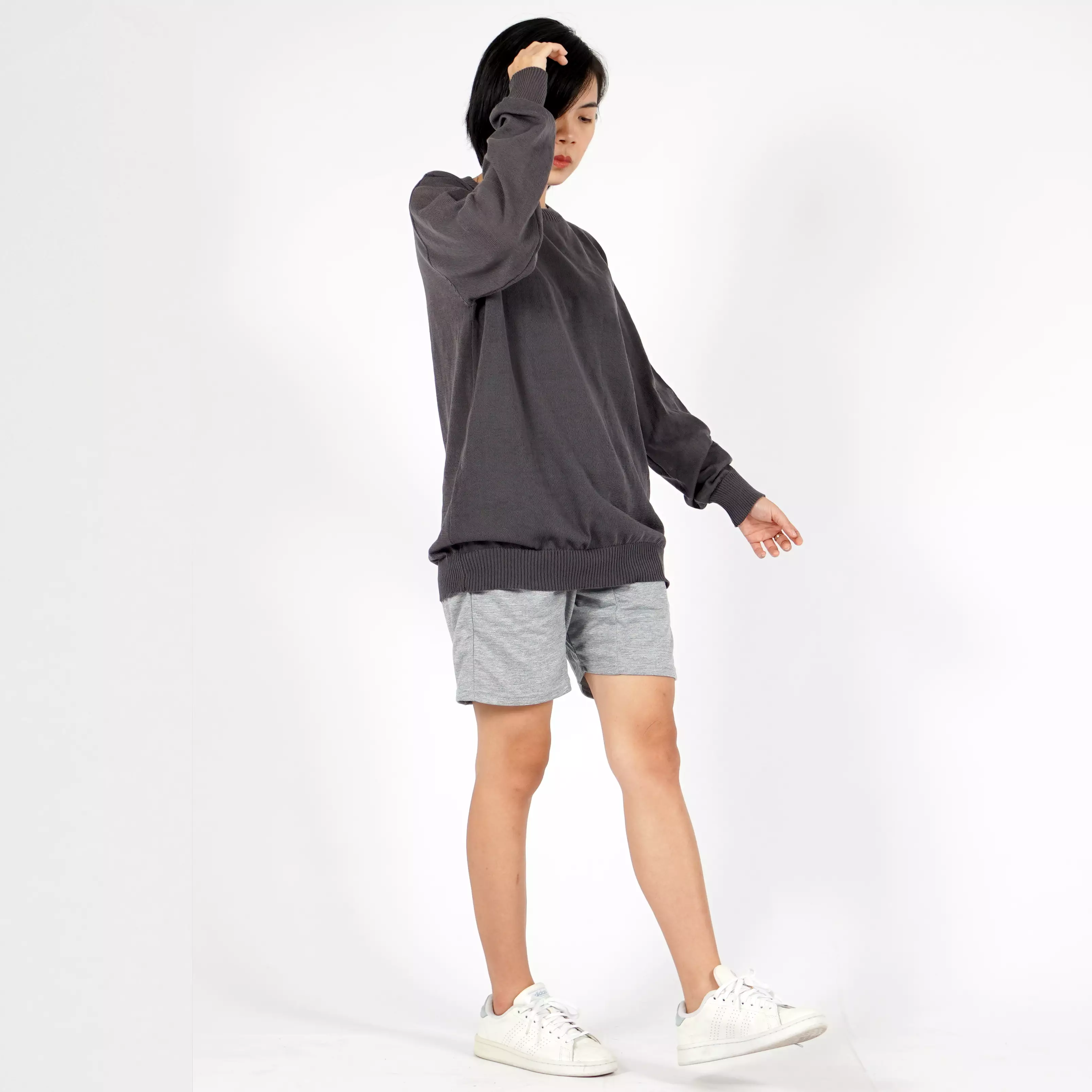 ONIE Knit Sweater Rajut Wanita Knit Outer Sweater O Neck Sweater Wanita Leher O - ABU TUA